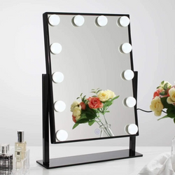 Espejo Tocador LED con 12 Luces - 3 Tonos de Luz - Maquillaje Profesional USB 360°