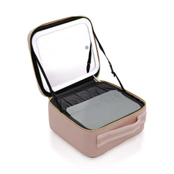 Maleta Cosmetiquero Organizador De Maquillaje Con Espejo LED - Rosado