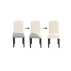Funda Cubre Silla con Respaldo Elástica Ajuste Universal - Color Marfil
