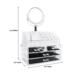 Organizador de Maquillaje Joyas Accesorios de Acrílico con Espejo