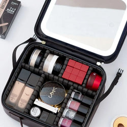 Maleta Cosmetiquero Organizador De Maquillaje Con Espejo LED - Negro